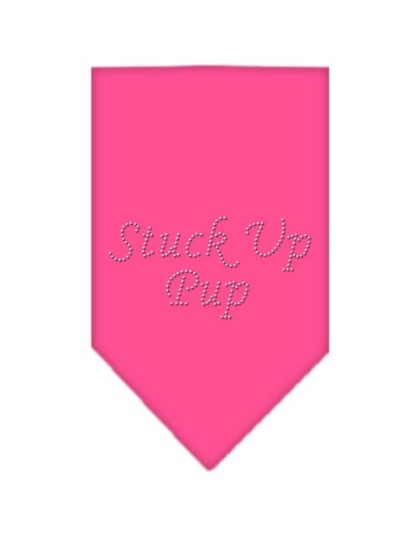 Stuck Up Pup Rhinestone Bandana Bright Pink Large