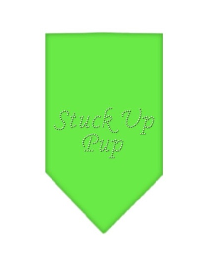 Stuck Up Pup Rhinestone Bandana Lime Green Large