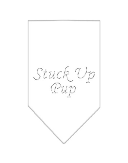 Stuck Up Pup Rhinestone Bandana White Large