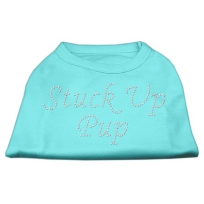 Stuck Up Pup Rhinestone Shirts Aqua L