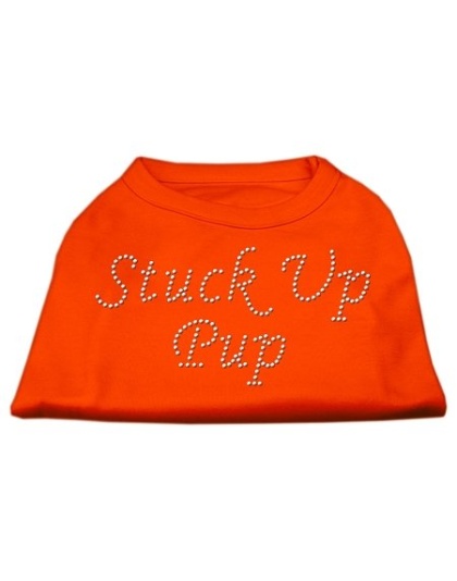 Stuck Up Pup Rhinestone Shirts Orange Lg