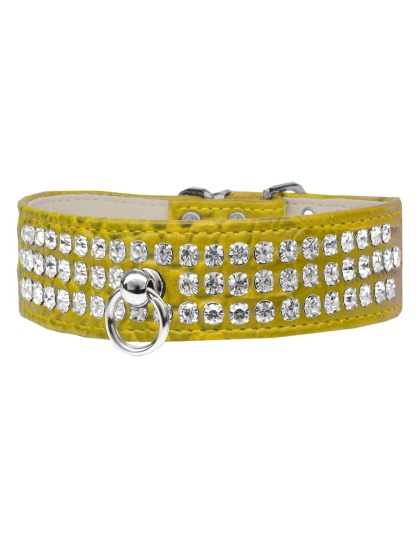 Style #73 Rhinestone Designer Croc Dog Collar Yellow Size 10