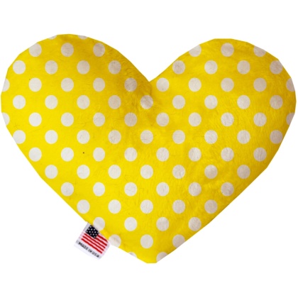 Sunny Yellow Swiss Dots 6 Inch Canvas Heart Dog Toy