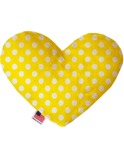 Sunny Yellow Swiss Dots 6 Inch Canvas Heart Dog Toy