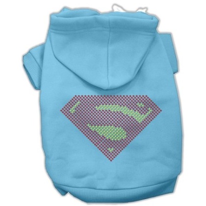 Super! Rhinestone Hoodies Baby Blue L