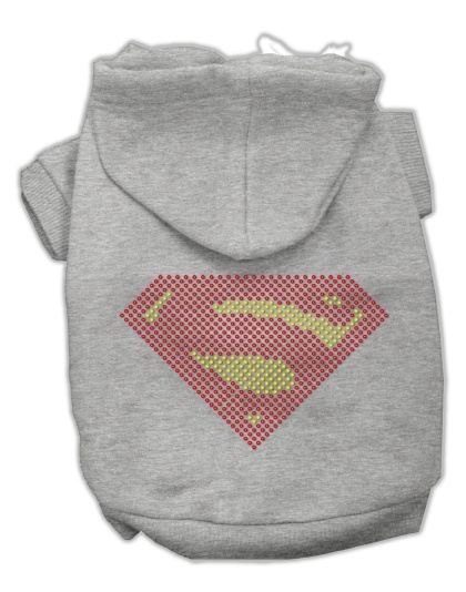 Super! Rhinestone Hoodies Grey L