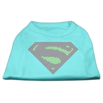 Super! Rhinestone Shirts Aqua L