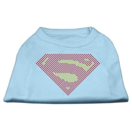 Super! Rhinestone Shirts Baby Blue L