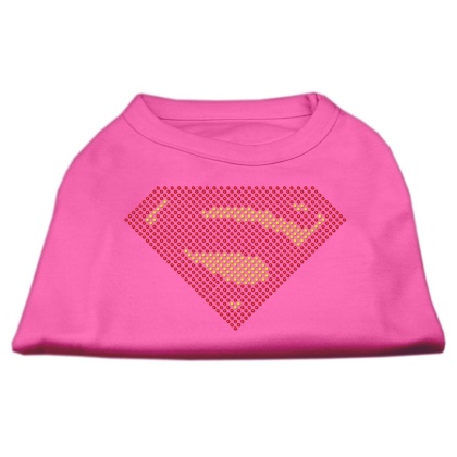 Super! Rhinestone Shirts Bright Pink L