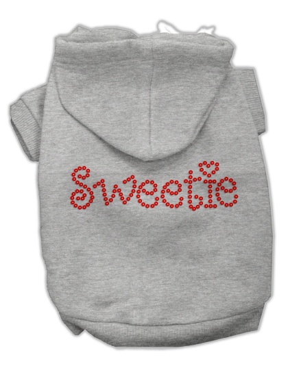 Sweetie Rhinestone Hoodies Grey L