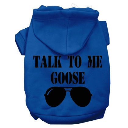 Talk to me Goose Screen Print Dog Hoodie Blue L