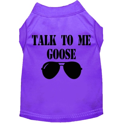 Talk to me Goose Screen Print Dog Shirt Purple Lg