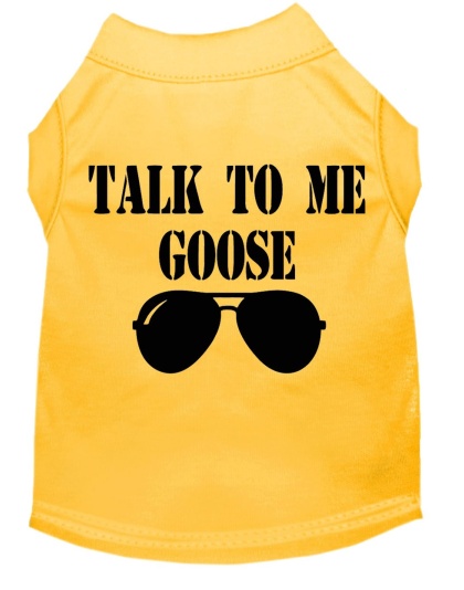 Talk to me Goose Screen Print Dog Shirt Yellow Lg