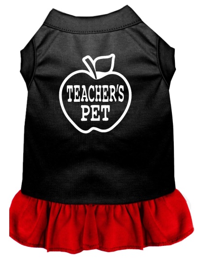 Teachers Pet Screen Print Dress Black with Red Lg