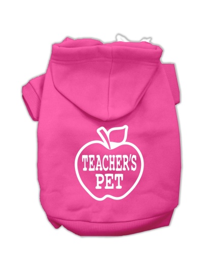 Teachers Pet Screen Print Pet Hoodies Bright Pink Size L