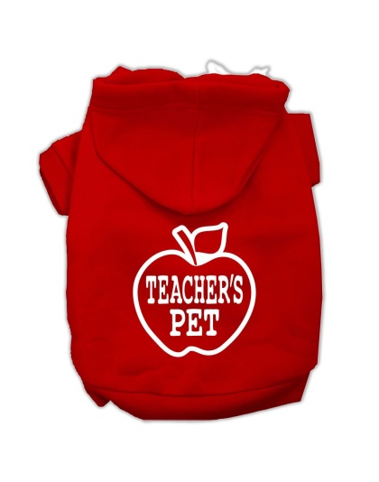 Teachers Pet Screen Print Pet Hoodies Red Size L