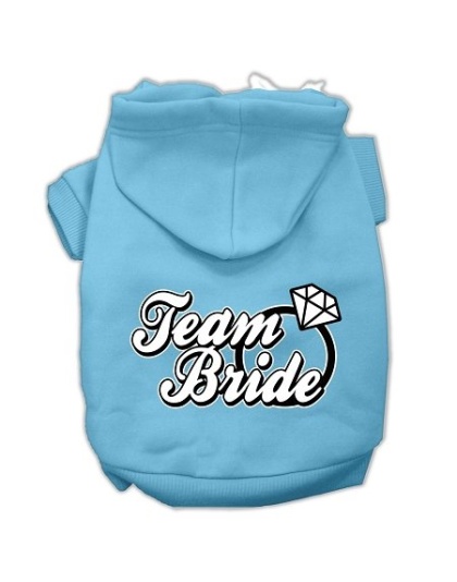 Team Bride Screen Print Pet Hoodies Baby Blue Size Lg