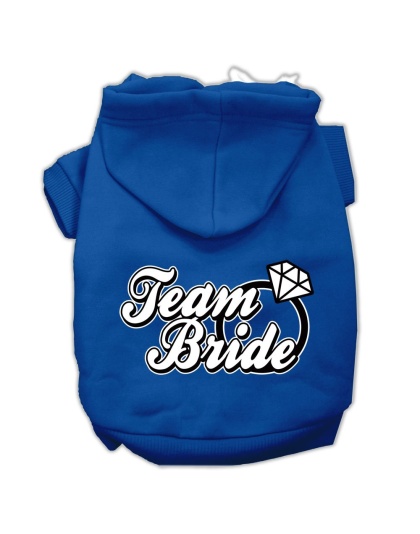 Team Bride Screen Print Pet Hoodies Blue Size Lg