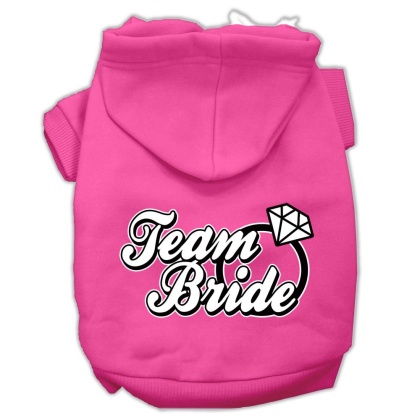 Team Bride Screen Print Pet Hoodies Bright Pink Size Lg