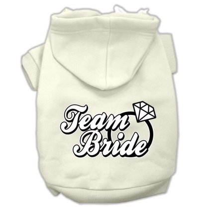 Team Bride Screen Print Pet Hoodies Cream Size Lg