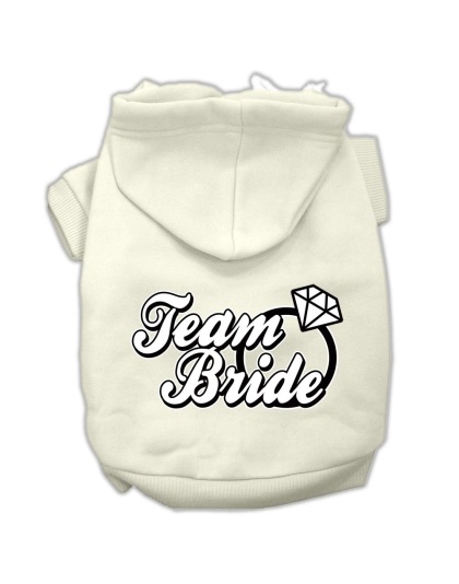 Team Bride Screen Print Pet Hoodies Cream Size Lg