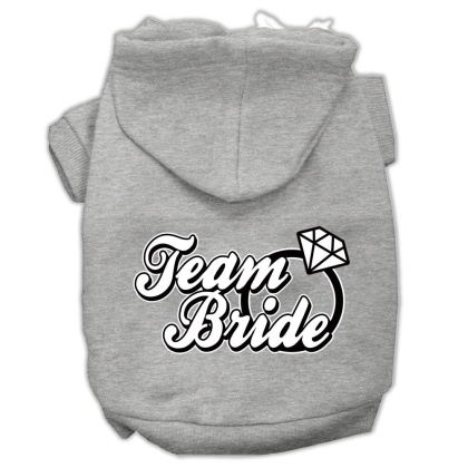 Team Bride Screen Print Pet Hoodies Grey Size Lg