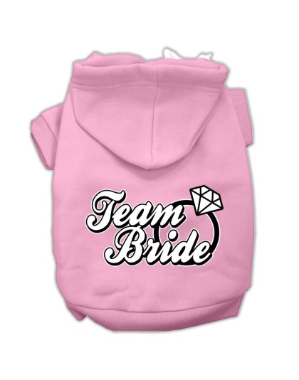 Team Bride Screen Print Pet Hoodies Light Pink Size Lg