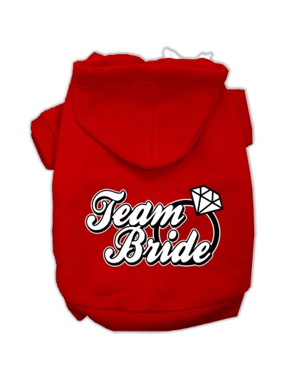 Team Bride Screen Print Pet Hoodies Red Size Lg