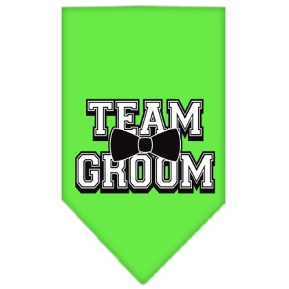 Team Groom Screen Print Bandana Lime Green Large