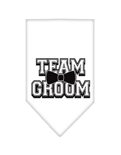 Team Groom Screen Print Bandana White Large