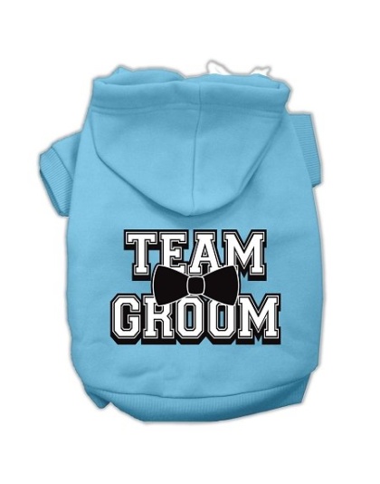 Team Groom Screen Print Pet Hoodies Baby Blue Size Lg