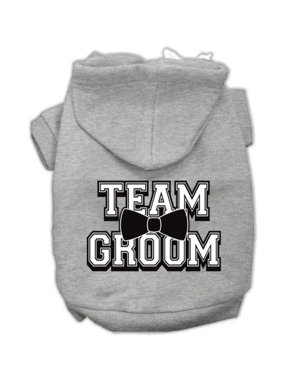 Team Groom Screen Print Pet Hoodies Grey Size Lg