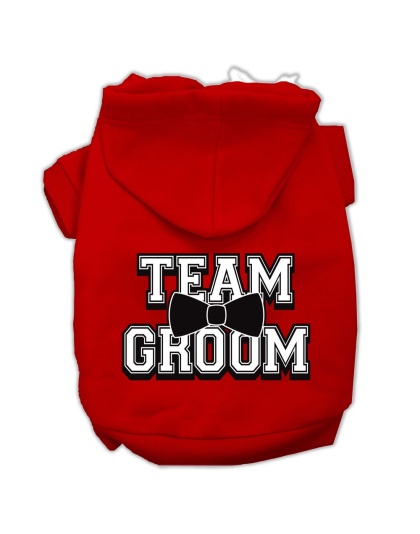 Team Groom Screen Print Pet Hoodies Red Size Lg