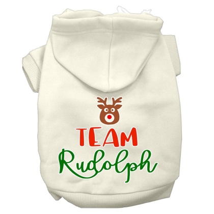 Team Rudolph Screen Print Dog Hoodie Cream L