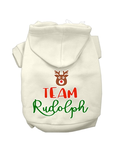 Team Rudolph Screen Print Dog Hoodie Cream L