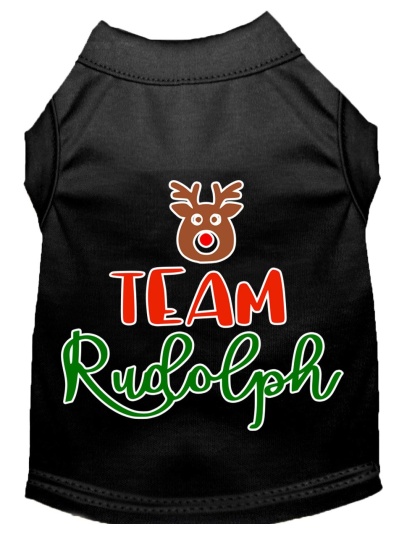 Team Rudolph Screen Print Dog Shirt Black Lg