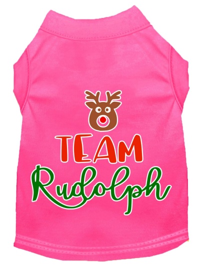 Team Rudolph Screen Print Dog Shirt Bright Pink Lg