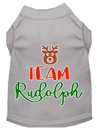 Team Rudolph Screen Print Dog Shirt Grey Lg