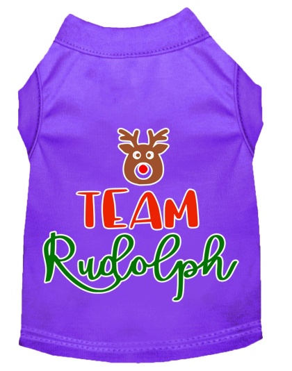 Team Rudolph Screen Print Dog Shirt Purple Lg