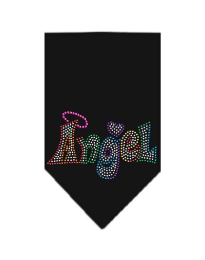 Technicolor Angel Rhinestone Pet Bandana Black Size Large