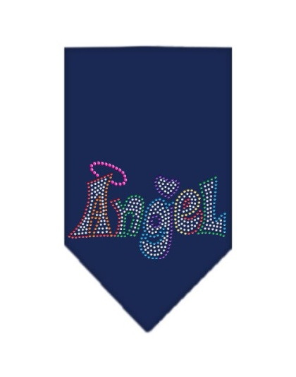 Technicolor Angel Rhinestone Pet Bandana Navy Size Large