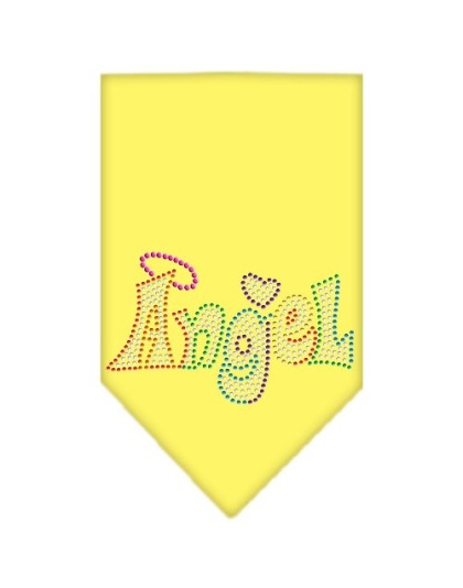 Technicolor Angel Rhinestone Pet Bandana Yellow Size Large