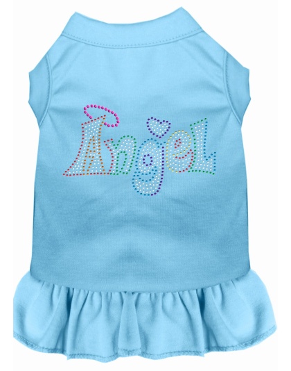 Technicolor Angel Rhinestone Pet Dress Baby Blue 4X