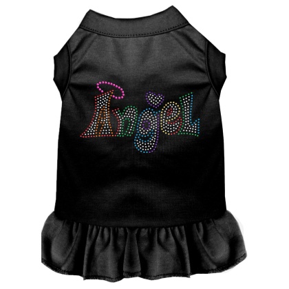 Technicolor Angel Rhinestone Pet Dress Black 4X