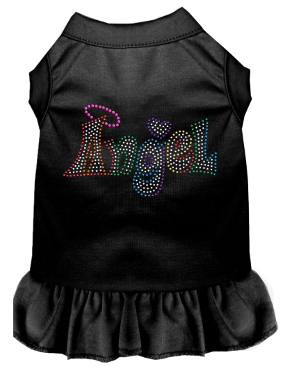 Technicolor Angel Rhinestone Pet Dress Black 4X