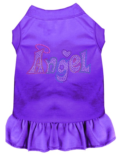 Technicolor Angel Rhinestone Pet Dress Purple 4X