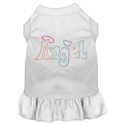 Technicolor Angel Rhinestone Pet Dress White 4X