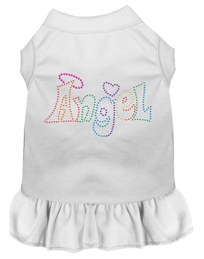 Technicolor Angel Rhinestone Pet Dress White 4X