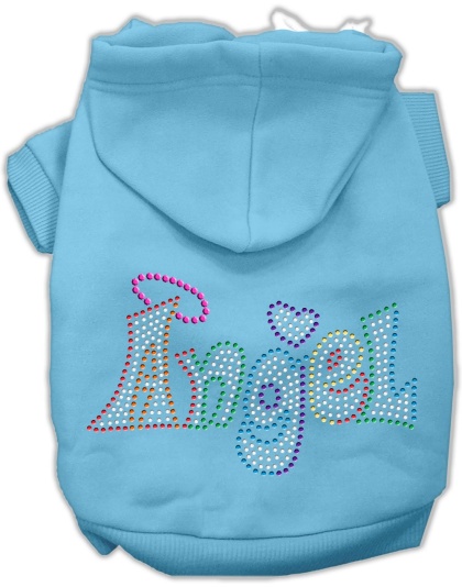 Technicolor Angel Rhinestone Pet Hoodie Baby Blue Lg