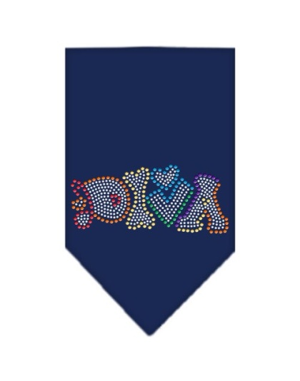 Technicolor Diva Rhinestone Pet Bandana Navy Size Large